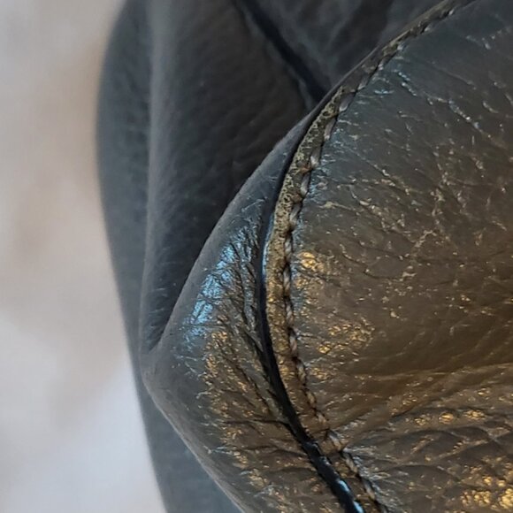 Lauren Ralph Lauren Dark Gray Pebbled Leather Hobo Bag - Picture 14 of 16